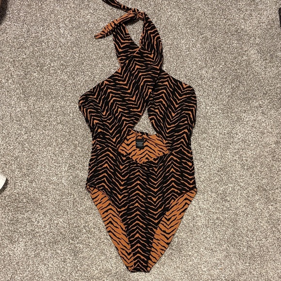 JMP The Label Santorini Halter Wrap One Piece Swimsuit - Picture 1 of 8